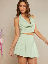 Draped Halter Top & Mini Skirt Set